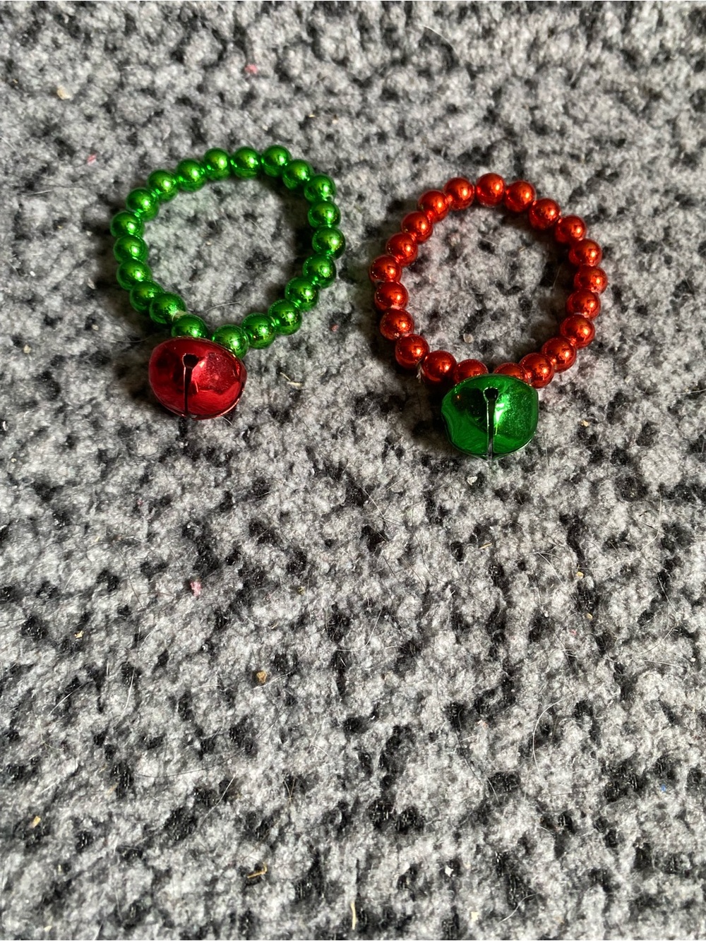Festive Beaded Bracelet with Jingle Bell - Red & Green